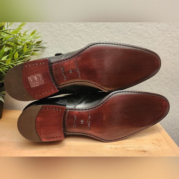 Louis Vuitton Mens Black Delaware Buckle In Damier Embossed Leather Size10 Shoes - Picture 11 of 13